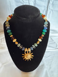 Bea colorful beaded charm necklace - gold boutique jewelry - Pink Willow

