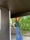 Ivy leopard trim loose knit tee - women's casual top - Pink Willow

Jacqueline Judy Blue flare jeans side view - Pink Willow
