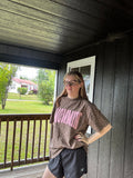 Leona puff print oversized tee - women's boutique t-shirt - Pink Willow


