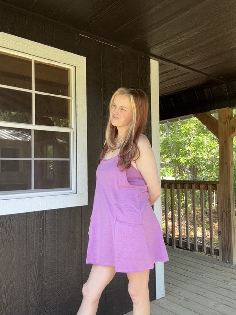 Chloe mini dress side view - Pink Willow

