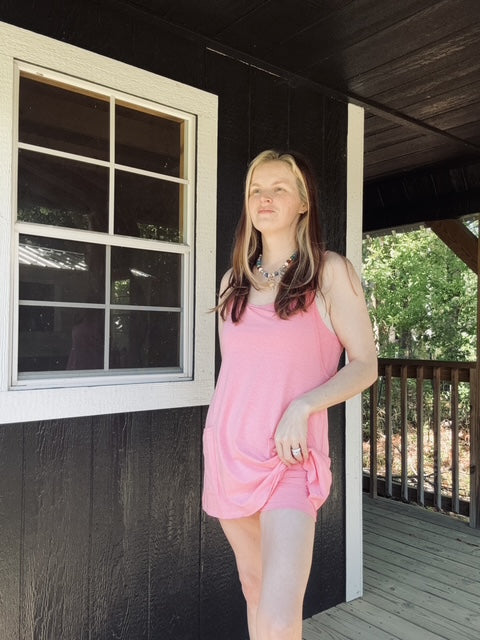 Chloe mini dress detail view - Pink Willow
